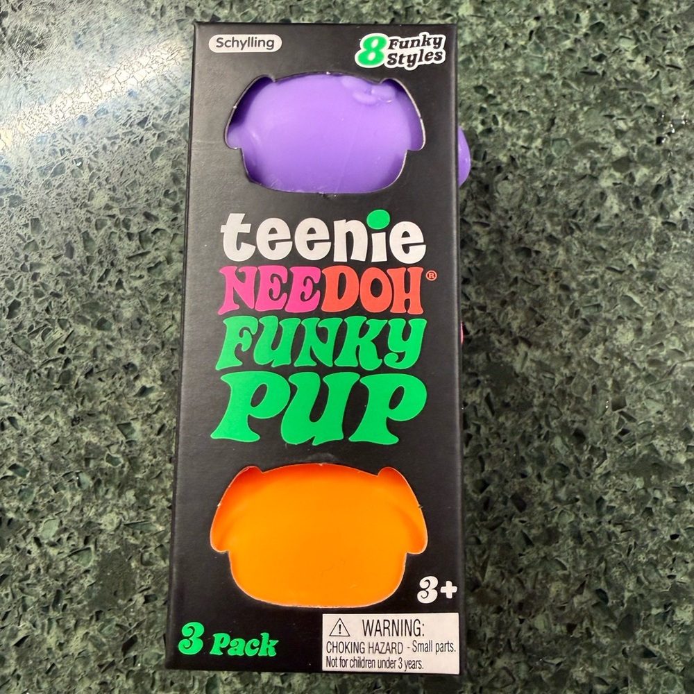 Teenie NeeDoh Funky Pup 3-Pack - Random Pups Squish Fidget Stress Relief Toy
